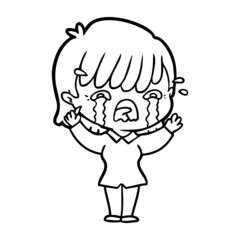 cartoon girl crying