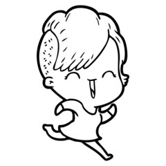 cartoon happy hipster girl