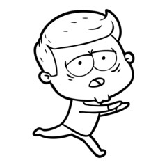 cartoon tired man