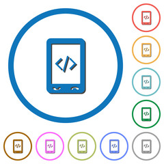 Mobile scripting icons with shadows and outlines