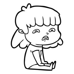 Obraz premium cartoon worried woman