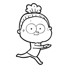 cartoon happy old woman