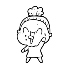 cartoon happy old woman