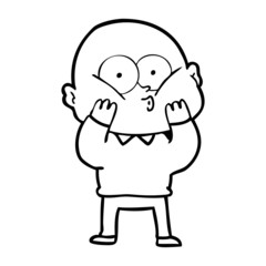 cartoon bald man staring