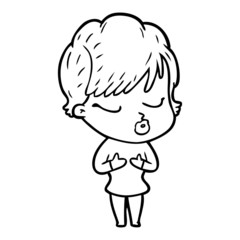 cartoon woman with eyes shut