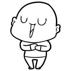 happy cartoon bald man