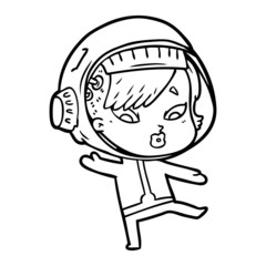 cartoon astronaut woman