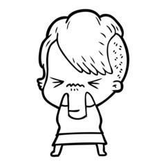 Fototapeta premium cartoon annoyed hipster girl