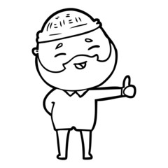cartoon happy bearded man