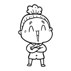 cartoon happy old lady
