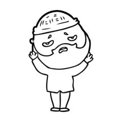 Obraz premium cartoon worried man with beard