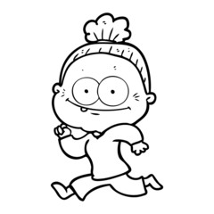 cartoon happy old woman