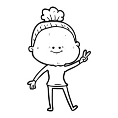 cartoon happy old woman