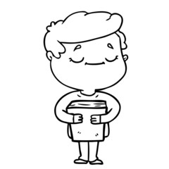 Fototapeta premium cartoon peaceful man carrying book