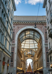 Fototapeta na wymiar Galleria Vittorio Emanuele II in Milano with giant Christmas Tree
