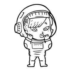 cartoon astronaut woman