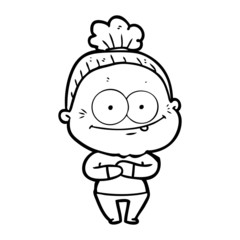 cartoon happy old woman