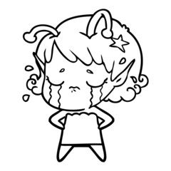cartoon crying alien girl