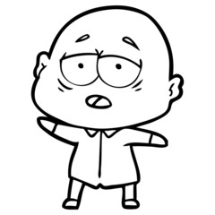 cartoon tired bald man