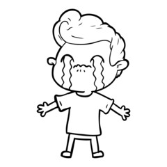 Fototapeta premium cartoon man crying