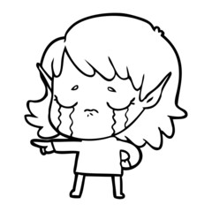 cartoon crying elf girl