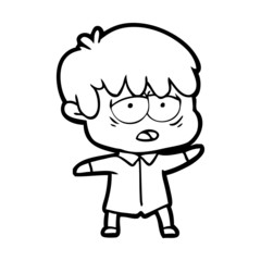 cartoon exhausted boy