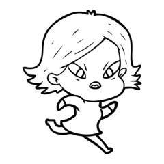 cartoon stressed woman