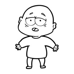 cartoon tired bald man