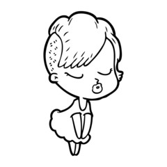 cartoon pretty hipster girl