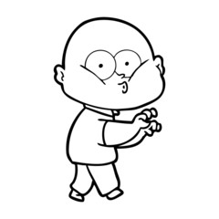 cartoon bald man staring