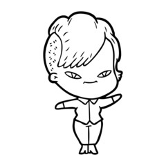 Obraz premium cute cartoon girl with hipster haircut