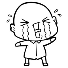 cartoon crying bald man