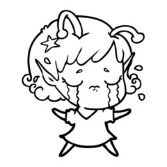 cartoon crying alien girl
