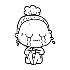 cartoon crying old lady