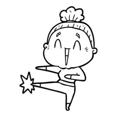 cartoon happy old lady