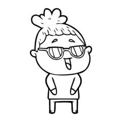 Obraz premium cartoon happy woman wearing spectacles