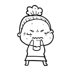 cartoon annoyed old lady