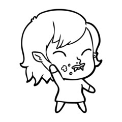 cartoon vampire girl with blood on cheek