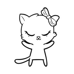 cute cartoon cat with bow