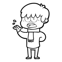 worried cartoon boy