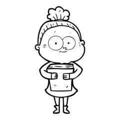 cartoon happy old woman