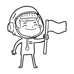 happy cartoon astronaut