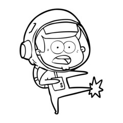 cartoon surprised astronaut kicking