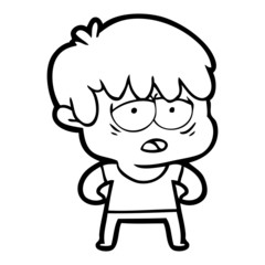 Obraz premium cartoon exhausted boy