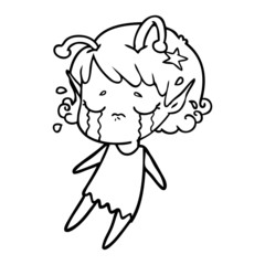 cartoon crying alien girl