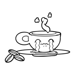 cartoon crying espresso mug