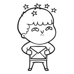 cartoon amazed boy