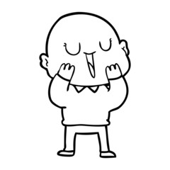 happy cartoon bald man