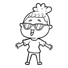 cartoon happy woman wearing spectacles
