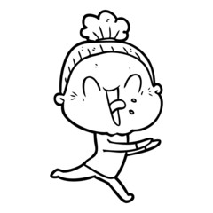 cartoon happy old woman